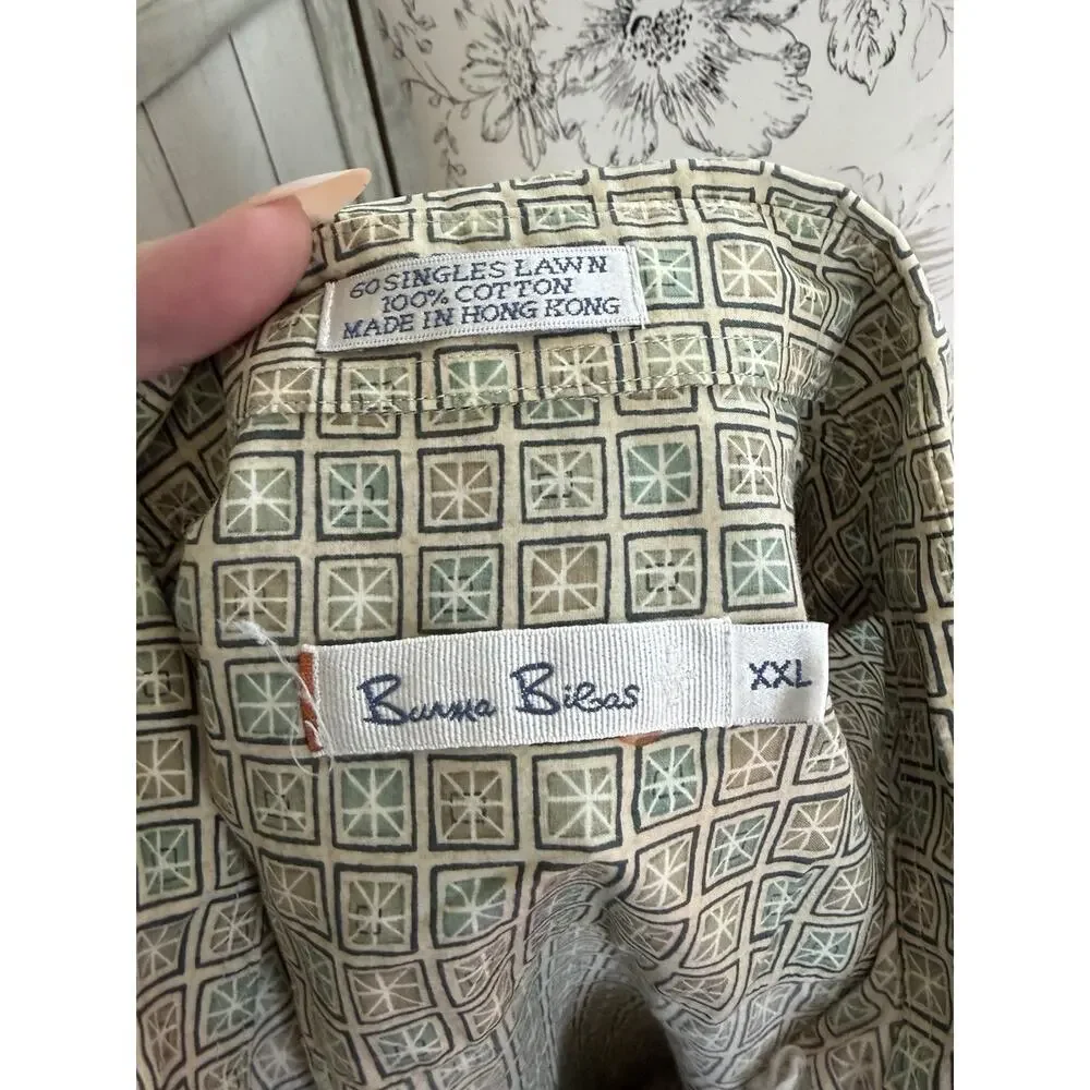 Burma Bibas Patterned Button-Up Shirt Geometric Print Cotton Vintage XXL